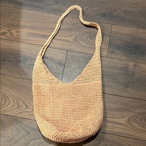 Scala peach woven hobo bag